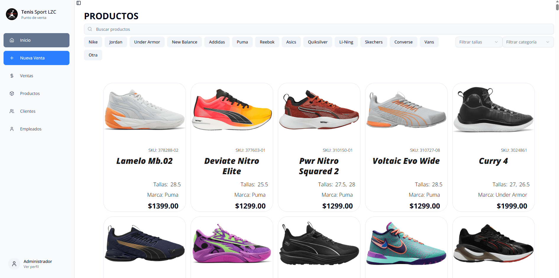 Punto de Venta - Tenis Sport LZC